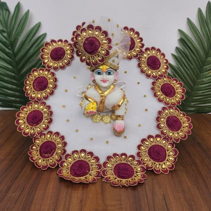 White Heavy Dress for laddu gopal ji with pagdi-0