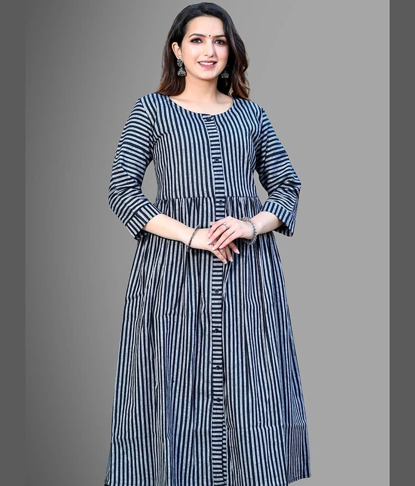 QuaClo - Black Cotton Women's Flared Kurti ( Pack of 1 )