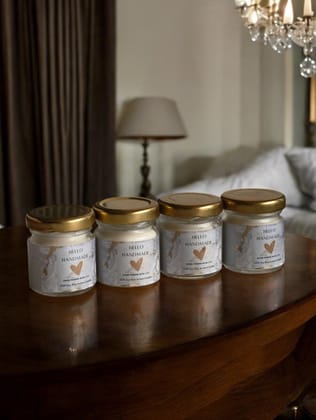 Small Glass Jar Candle Set-Set of 4 Vanilla Lavender Rose Strawberry