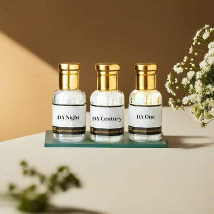 3 Pcs Unisex French Attar Sets, Da One, Da Century And Da Night 12 Ml Each-12ml