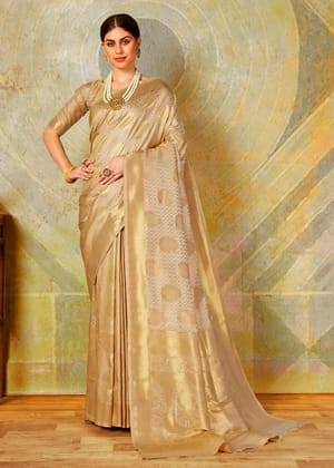 Subtle Ivory Gold Woven Banarasi Saree
