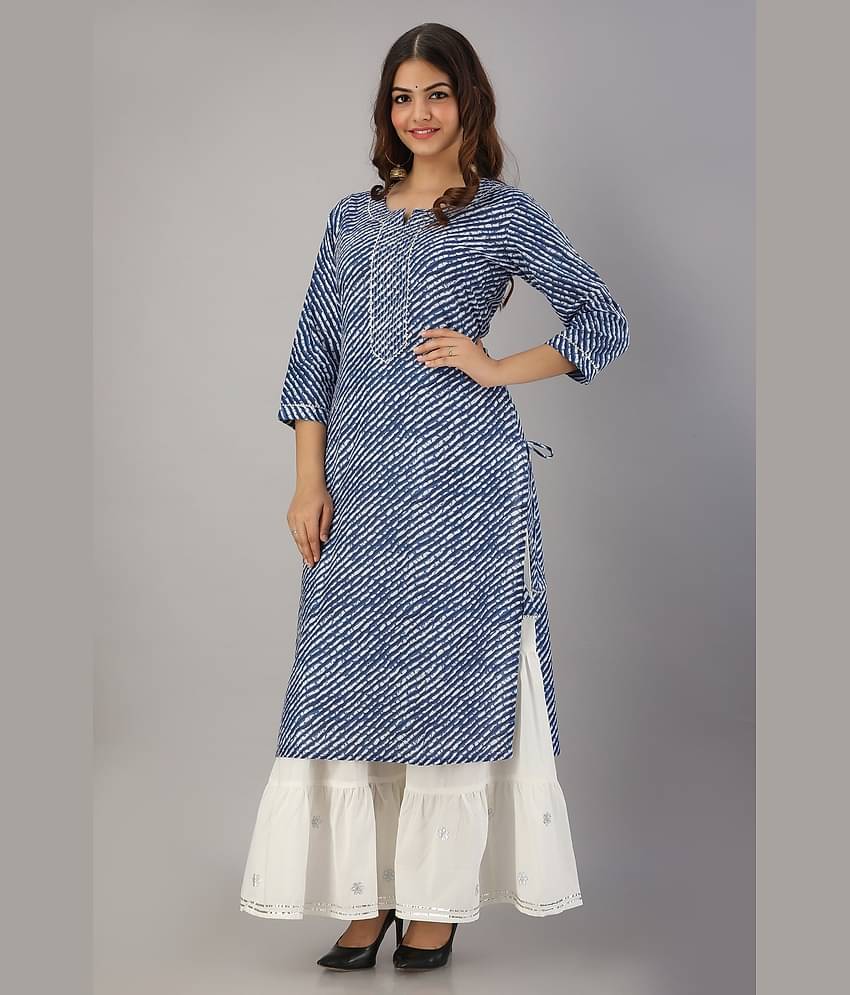 FABRR - Blue Straight Cotton Women's Stitched Salwar Suit ( Pack of 1 )