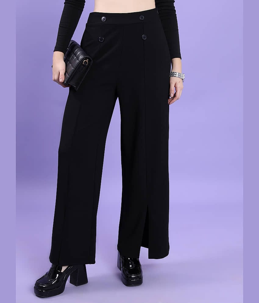 Tokyo Talkies Women Polyester Casual Trousers ( Black )