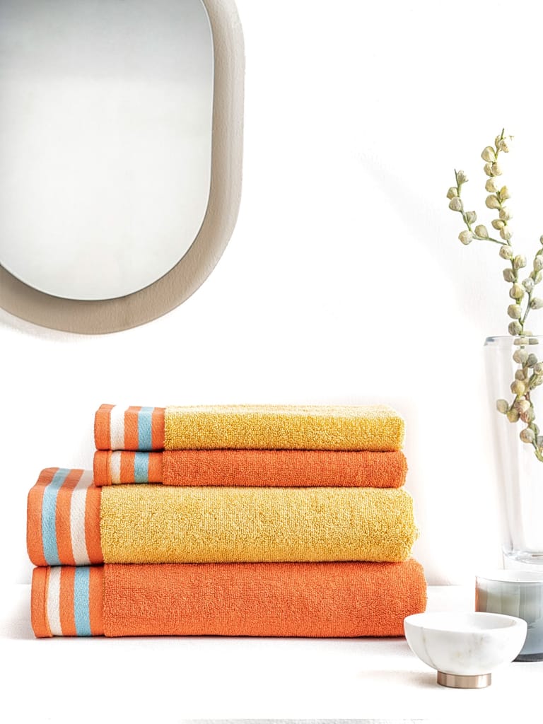 DDecor 100% Cotton 2 Bath Towel + 2 Hand Towel | Plain Dual Color 500TC | Zero Twist with High Absorbency | Perfect for Everyday Use | Zest Collection | 75 CM X 150 CM + 40 CM X 60 CM