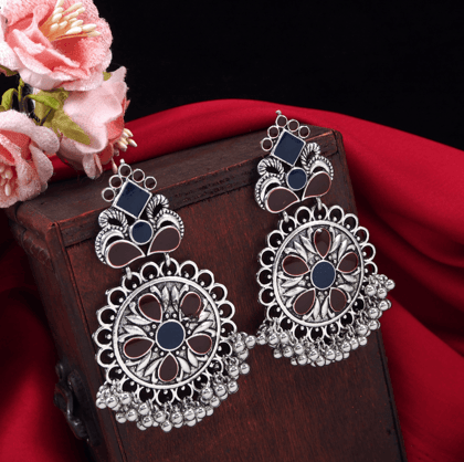 Silver Plated Multi Coloured Artwork Antique Earring- AER 35