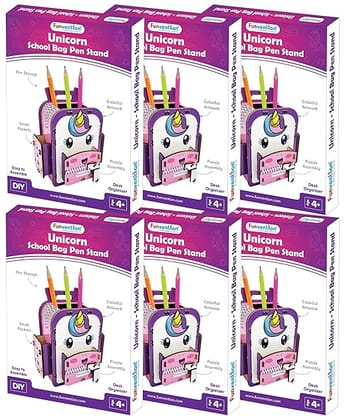 Funvention (Pack of 6) Unicorn DIY Pen Stand 3D Puzzle Birthday Return Gifts Pack for 4+ Years Kids Art and Craft, Engineered Wood;Paper Funvention (Pack of 6) Unicorn DIY Pen Stand 3D Puzzle Birthday Return Gifts Pack for 4+ Years Kids Art and Craft, Engineered Wood;Paper