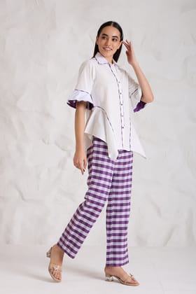 PURPUR gingham poplin SET-White / XXS / Poplin