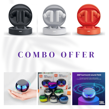 Combo - Mini Boost Portable Metal Body Speaker & Nothing Buds ( Multicolour ) ( Any Random Colour )