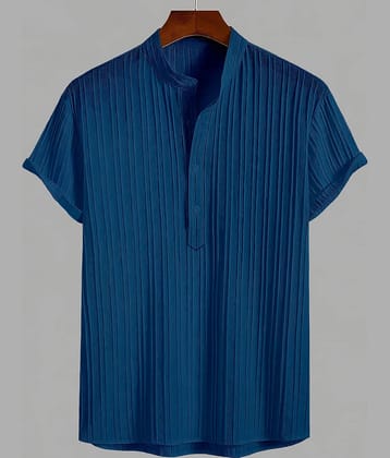 WEBRIC Cotton Blend Regular Fit Striped Half Sleeves Men's Casual Shirt - Teal ( Pack of 1 )