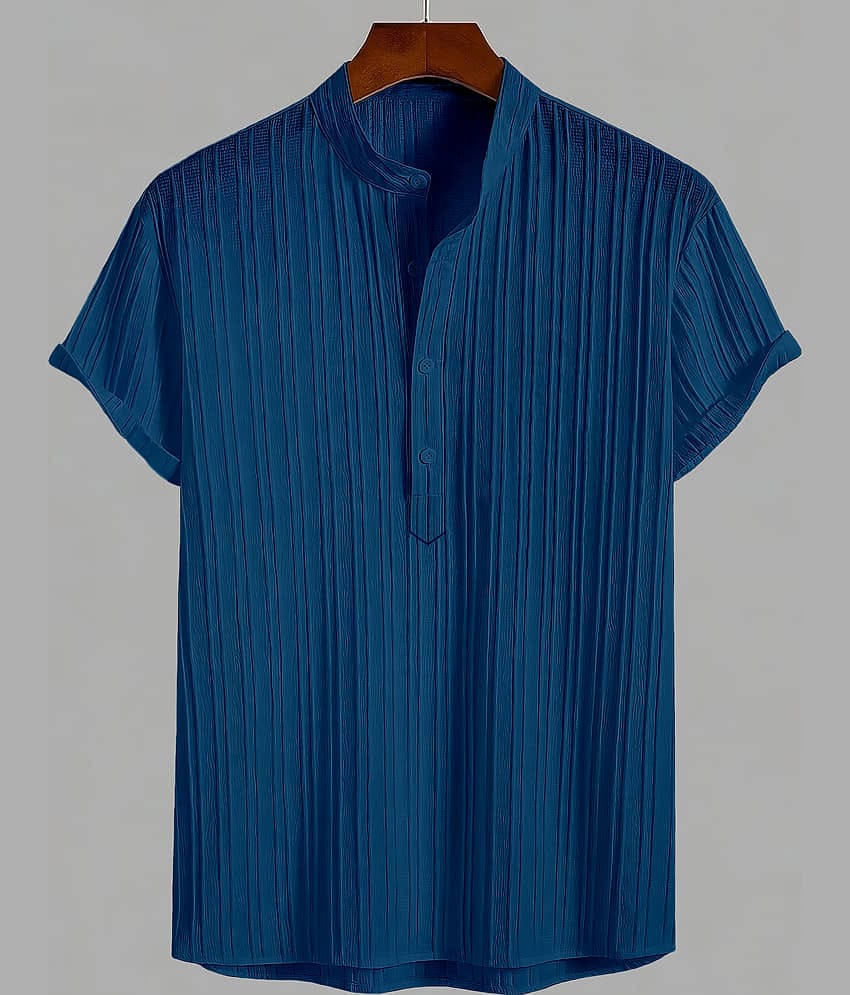WEBRIC Cotton Blend Regular Fit Striped Half Sleeves Men's Casual Shirt - Teal ( Pack of 1 )