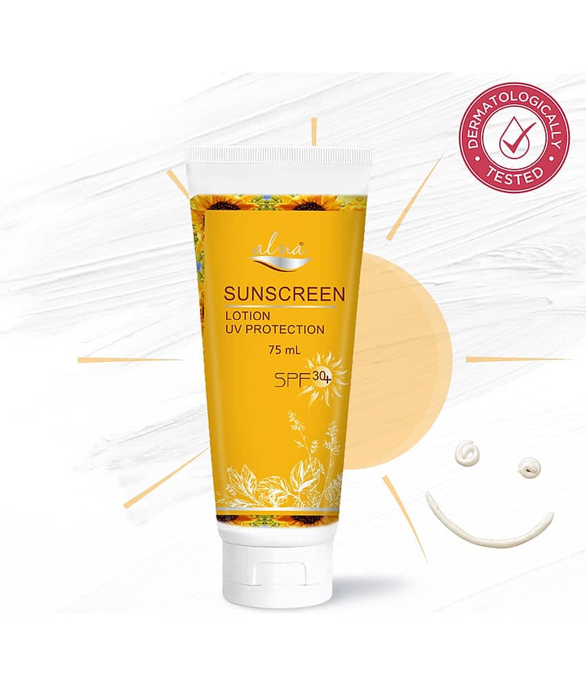 Alna Sunscreen Lotion UV Protection SPF 30+ 75ml For All Skin Type , Pack of 1