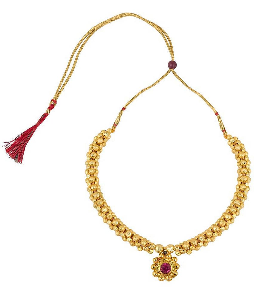 HEER COLLECTION - Golden Alloy Necklace ( Pack of 1 )