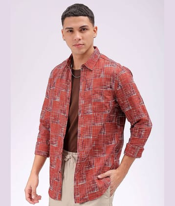 The Indian Garage Co Men Cutaway Collar Checked Cotton Slim Fit Casual Shirt