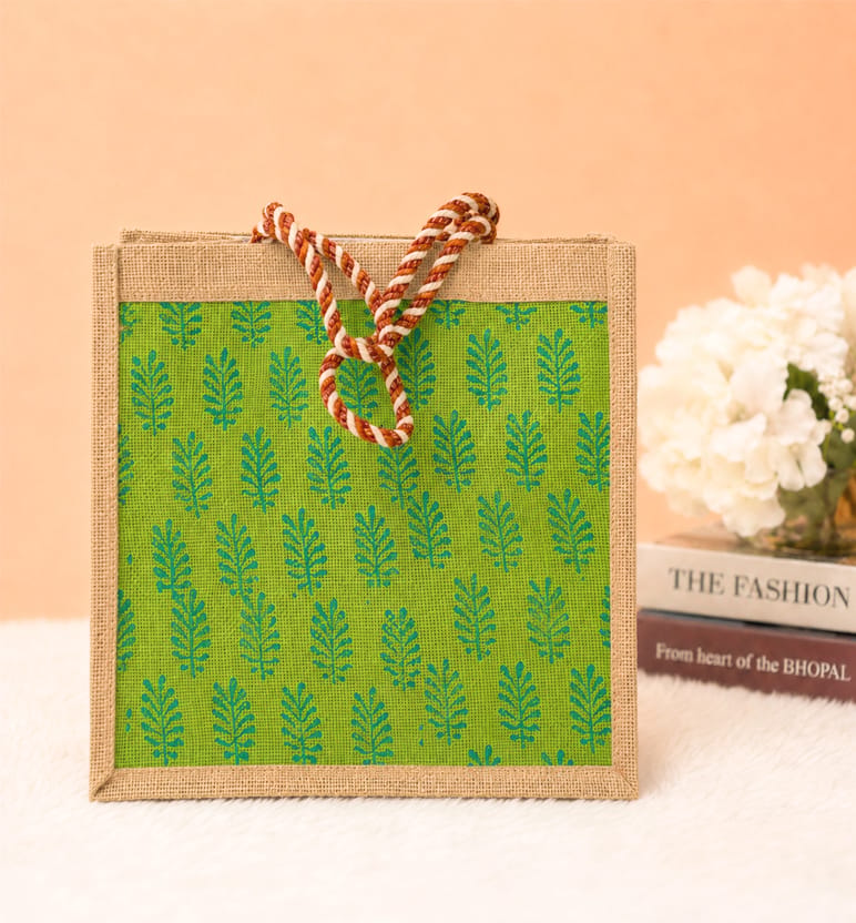 Handcrafted Jute Blockprinted Small Handbag