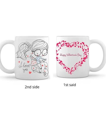 thriftkart 2 DESIGN IN 1 Ceramic Coffee Mug 1 Pcs 350 mL