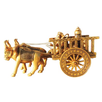 Brass Showpiece Cow Cart Statue, Length : 11 Inch (BSMAS1546 C)
