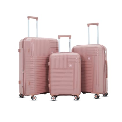 American Traveller TourisTravel Polypropylene Trolley Bags Set of 3 | Lightweight Expandable Hardshell Luggage Suitcase Bag Large with 8 Lego Wheels & TSA Type Lock (3, Pink)
