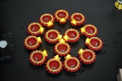 LED Water Sensor Diya Set of 6 Multicolor Battery Operated Electric Diyas | Smokeless Diwali Decoration Lights for Home, Pooja & Office Decor LED Water Sensor Diya Set of 6 Multicolor Battery Operated Electric Diyas | Smokeless Diwali Decoration Lights for Home, Pooja & Office Decor