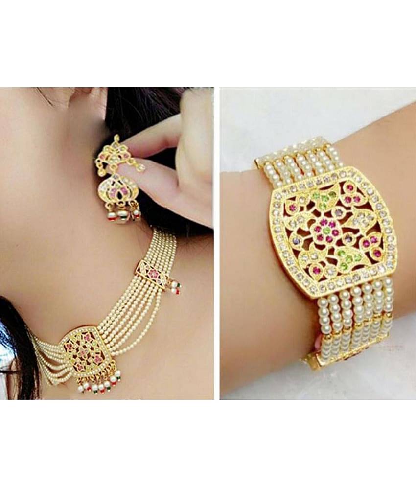 gilher Golden Alloy Necklace Set ( Pack of 1 )