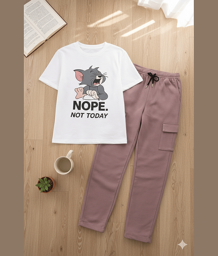 TarrenT HunT Pack of 1 Girls Cotton Blend T-shirt & Pants ( Pink )