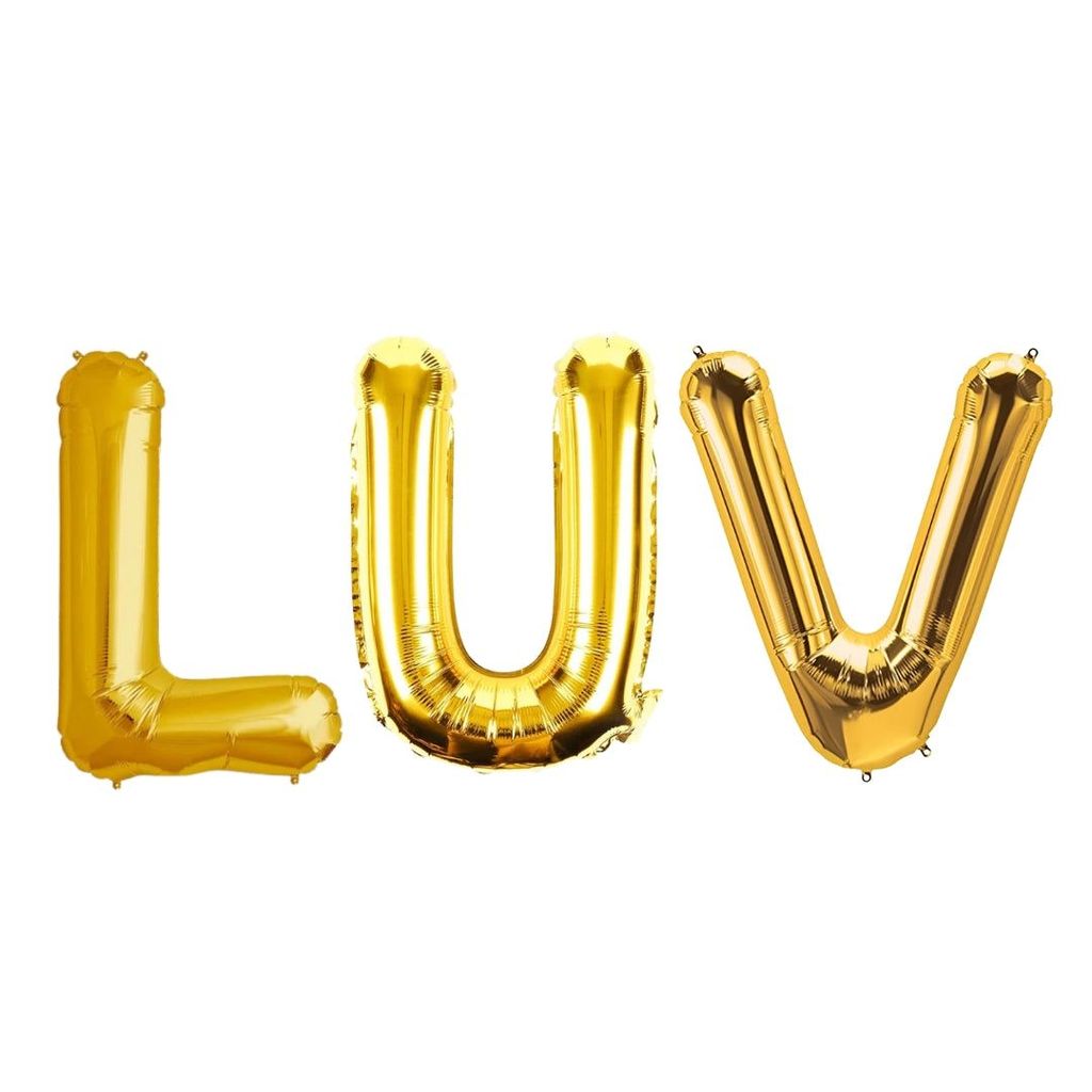LUV Golden Foil Balloon Set - Helium or Air Filled - 40 inches - 3PC - Party and Festive Needs | Buy online on ZillyBuy