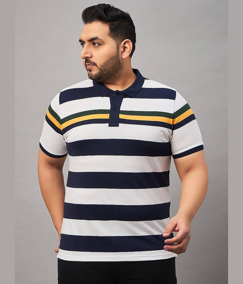 AUSTIVO Pack of 1 Cotton Blend Regular Fit Striped Half Sleeves Men's Polo T Shirt ( Multicolor )