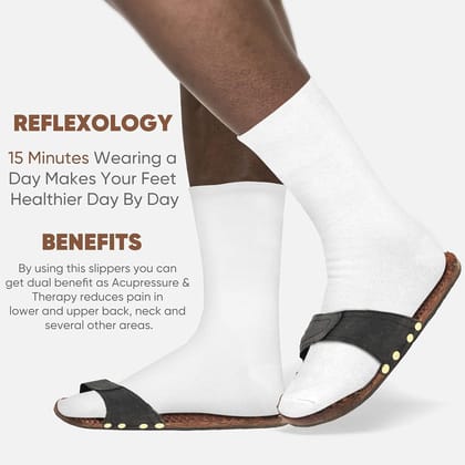 Natural Brown Wooden Acupressure Foot Massager Slippers For Health & Relaxation