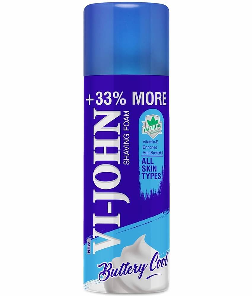 VI-JOHN All Skin Type Shaving Foam Enriched With Vitamin E , Tea Tree Oil 400g - (1200g) Pack of 3