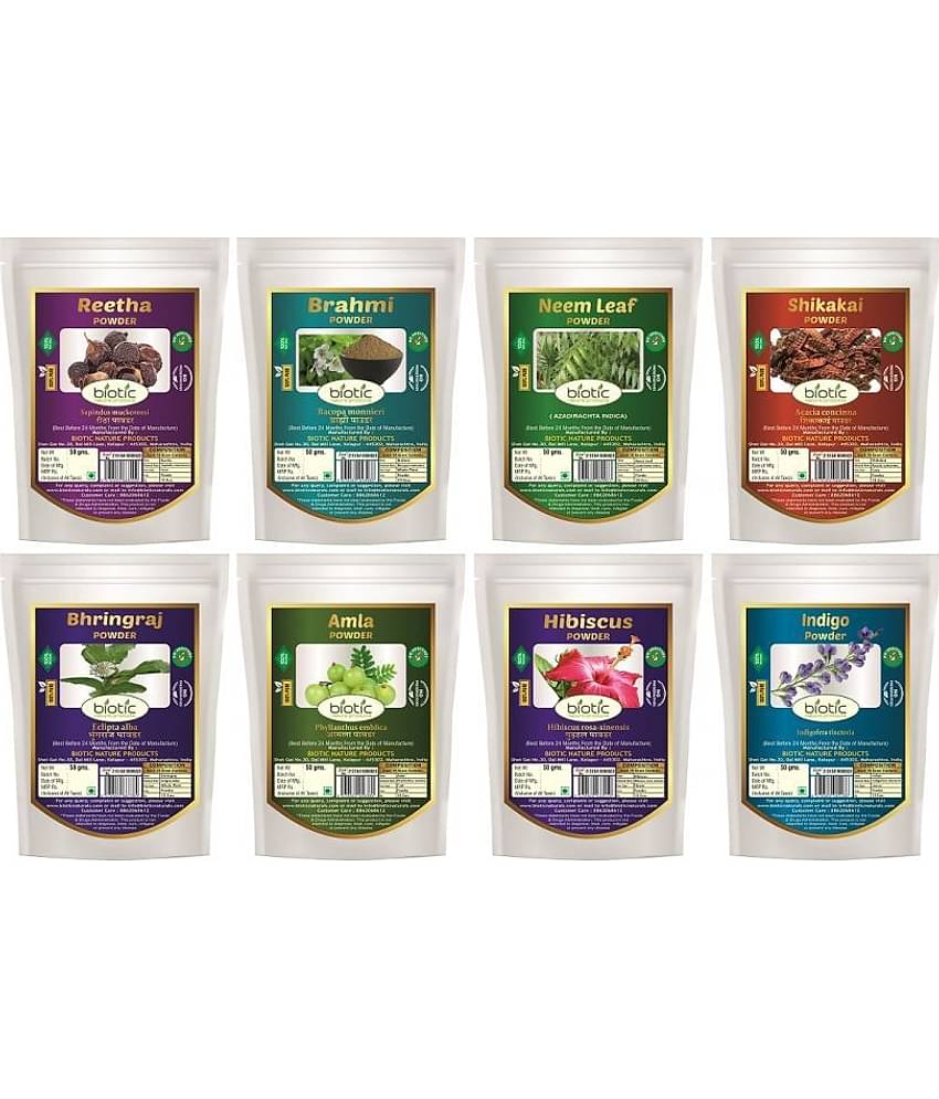 Biotic Reetha,Brahmi,Neem,Shikakai, Bhringraj,Amla,Hibiscus,Indigo Hair Mask 400 g Pack of 8