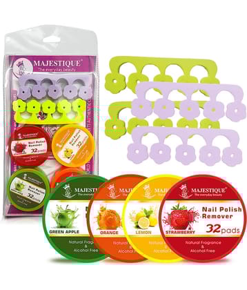 Majestique Nail Polish Remover & Toe Separator Set Effortlessly Remove Polish Pack Of 8