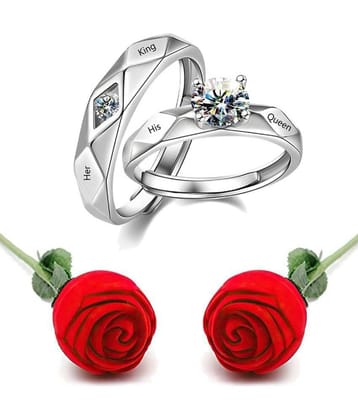 FASHION FRILL - Silver Couple Ring ( Pack of 3 )