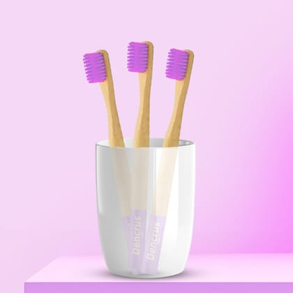 Orby Kids Bamboo Toothbrush – Soft, Safe & Colorful (Lavender)-Pack of 3