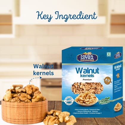 MewaMitra Premium Walnut Kernels 1kg (Pack of 4 x 250g) | Akhrot Giri Without Shell | Light Golden Walnuts | Omega-3 Rich Healthy Dry Fruits