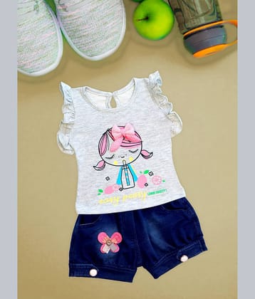 Me N My CLOSET Baby Girls 100% Cotton Tops & Bottoms Sets ( Gray )