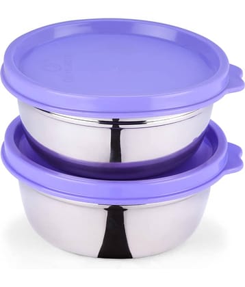 Oliveware Elegant Steel Purple Storage Containers 250 ml Each (Set of 2)