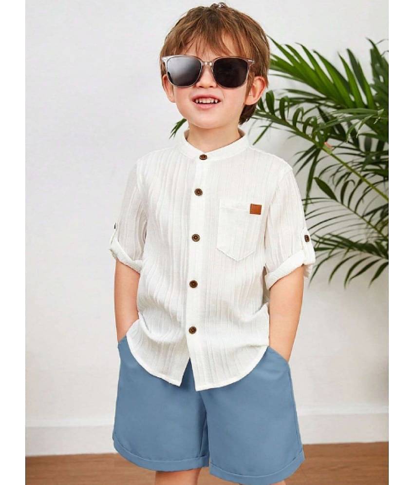 Ocvito Pack of 1 Boys Cotton Blend Shirt & Shorts Set ( Blue )