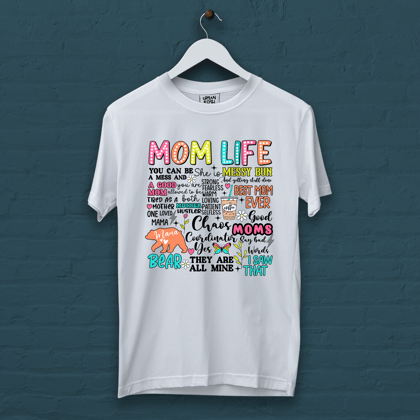 Mom Life T Shirt-White / S