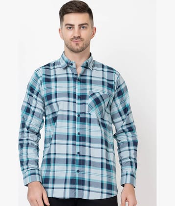 MODERNITY Cotton Blend Regular Fit Checks Full Sleeves Men's Casual Shirt - Blue ( Pack of 1 )