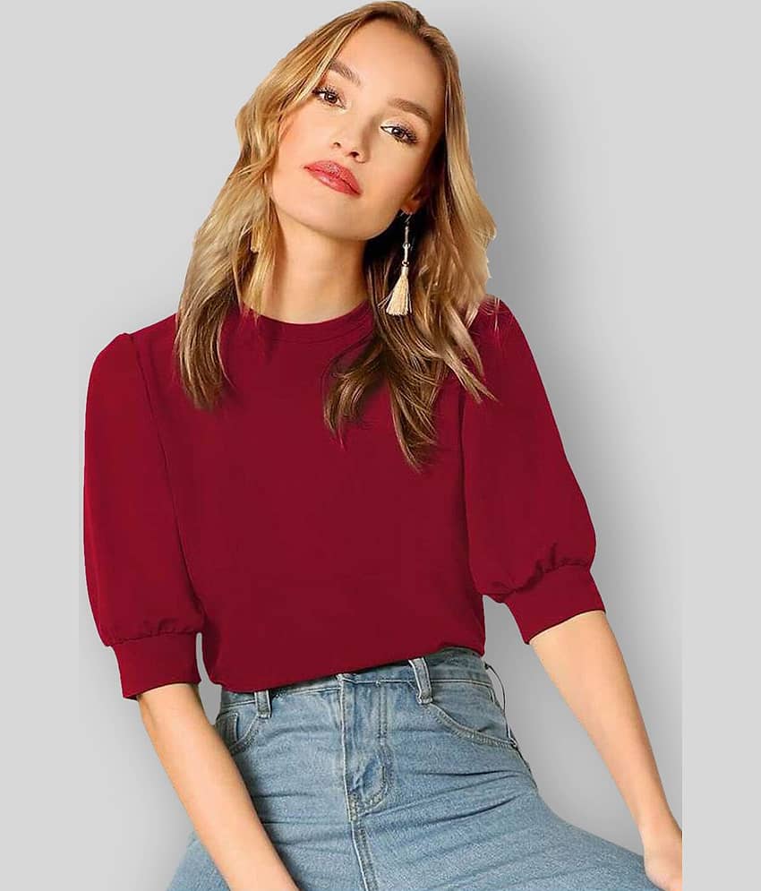 Dream Beauty Fashion Women's Cotton Blend Regular Top ( Maroon )