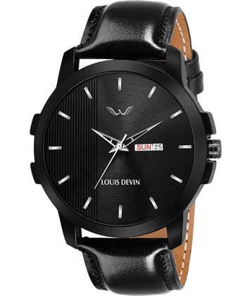 LOUIS DEVIN - Black Leather Analog Men's Watch