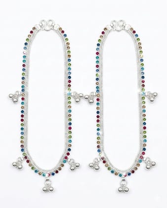Vardaan Crystalx Women's Anklet, Silver sparkle chain of colored beads. Elegant pair of Anklets is designed for Women's and Girls, Pack of 2. High-fashion aesthetic. Perfect for both festive occasions and everyday luxury. Fashion and simplicity. Vardaan Crystalx Women's Anklet, Silver sparkle chain of colored beads. Elegant pair of Anklets is designed for Women's and Girls, Pack of 2. High-fashion aesthetic. Perfect for both festive occasions and everyday luxury. Fashion and simplicity.