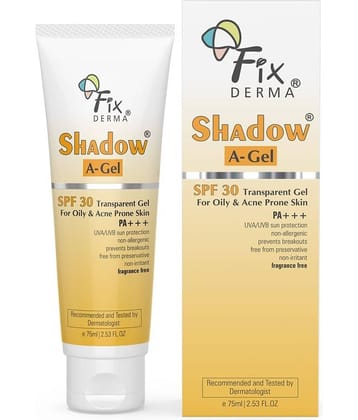 Fixderma Shadow A,Gel SPF 30 Sunscreen For Acne Prone Skin, Nongreasy Sunscreengel, 75ml