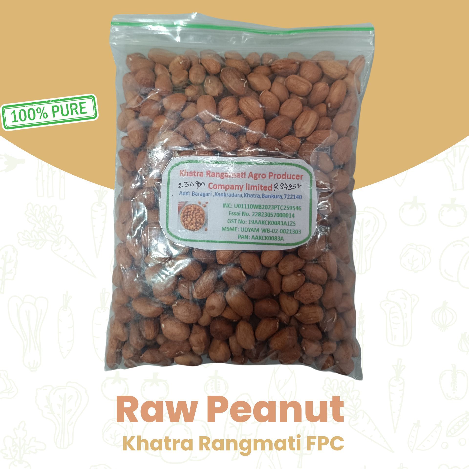 Organic Raw Peanut , 250gms