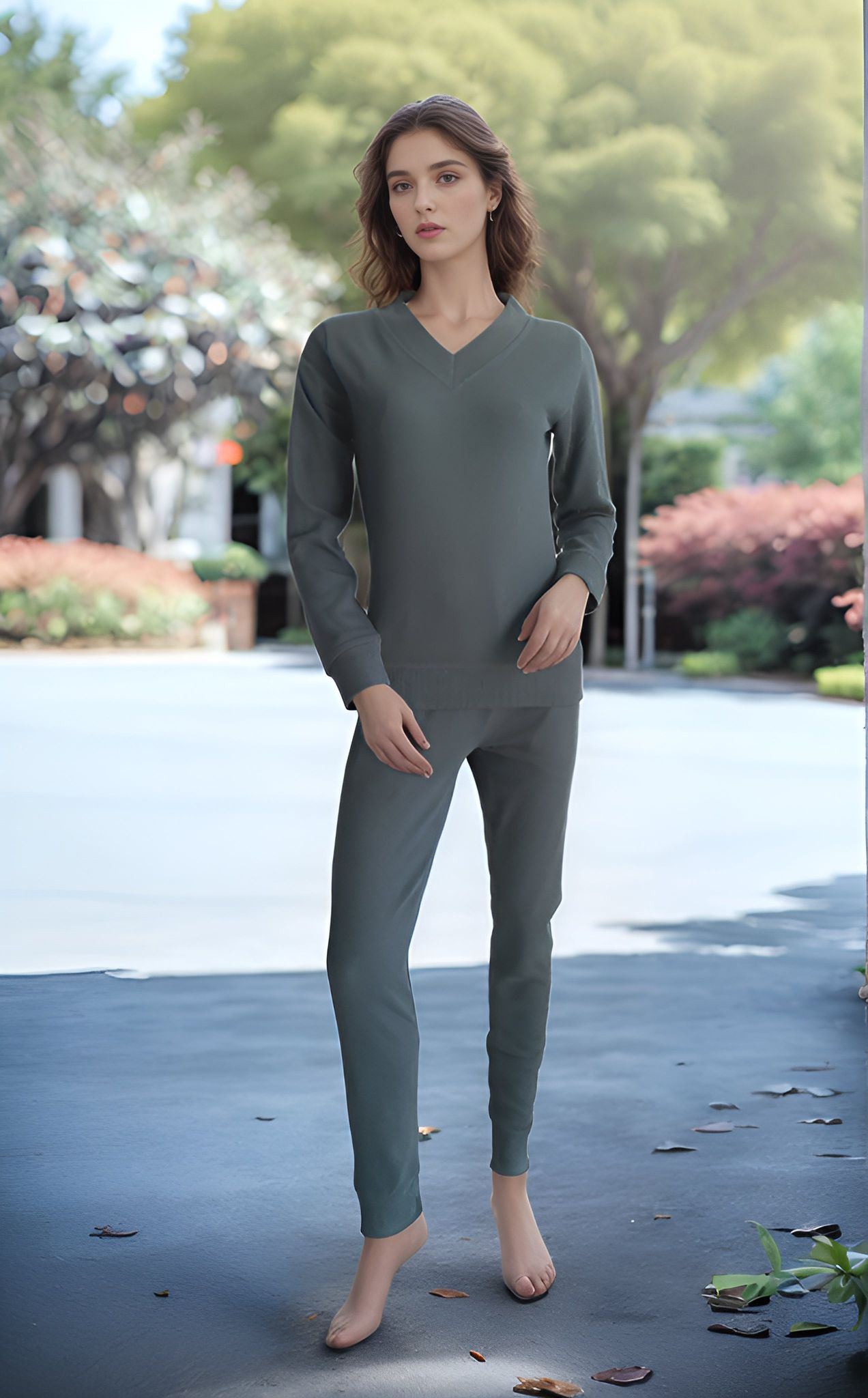 Fablush Pajama Set Full Sleeves Women's Nightwear | Fb34002-Dark Grey / S