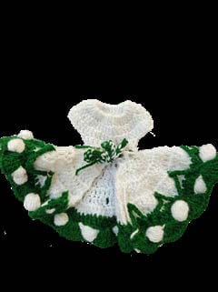 Handcrafted Green & White Woolen Kanha Ji Dress – Small Size – 8×8×1 cm  – 1 Piece