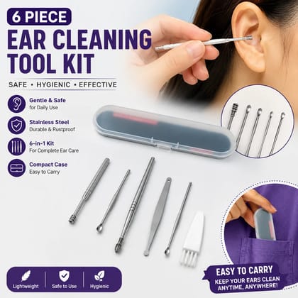 XcelSafe 6-Piece Earwax Removal Kit Professional Stainless Steel Ear Cleaning Tools Set with Storage Case | Safe, Reusable Ear Pick Cleaner for Adults & Kids | Personal Ear Care Hygiene Kit XcelSafe 6-Piece Earwax Removal Kit Professional Stainless Steel Ear Cleaning Tools Set with Storage Case | Safe, Reusable Ear Pick Cleaner for Adults & Kids | Personal Ear Care Hygiene Kit