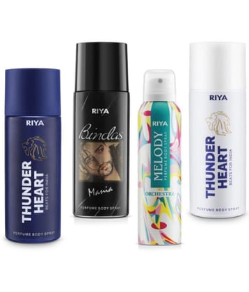 Riya 4 Different Shades Perfume Body Spray for Unisex 600 ml ( Pack of 4 )