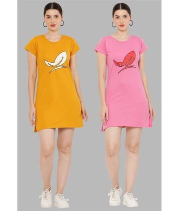 PREEGO - Multicolor Cotton Blend Women's Nightwear Night T-Shirt ( Pack of 2 )
