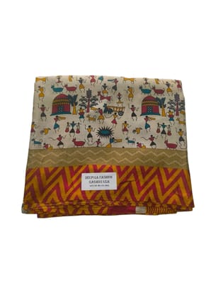 Vibrant Handloom Saree Traditional Warli Art