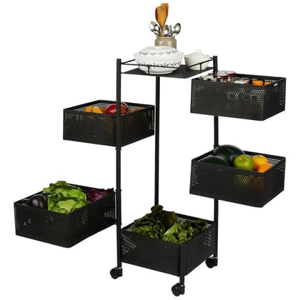 5 Layer Multipurpose Kitchen Storage Trolley with Wheels 5 Layer Multipurpose Kitchen Storage Trolley with Wheels